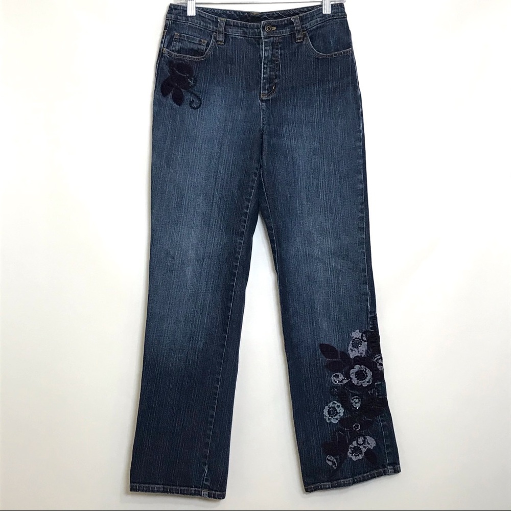 TALBOTS Vintage Embroidered Wide Leg Jeans